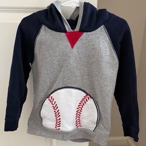Baseball Themed Kids Hoodie - Gray and Navy